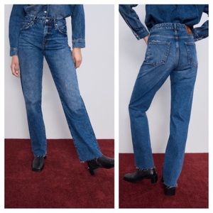 Zara high rise straight full length jeans sz 10